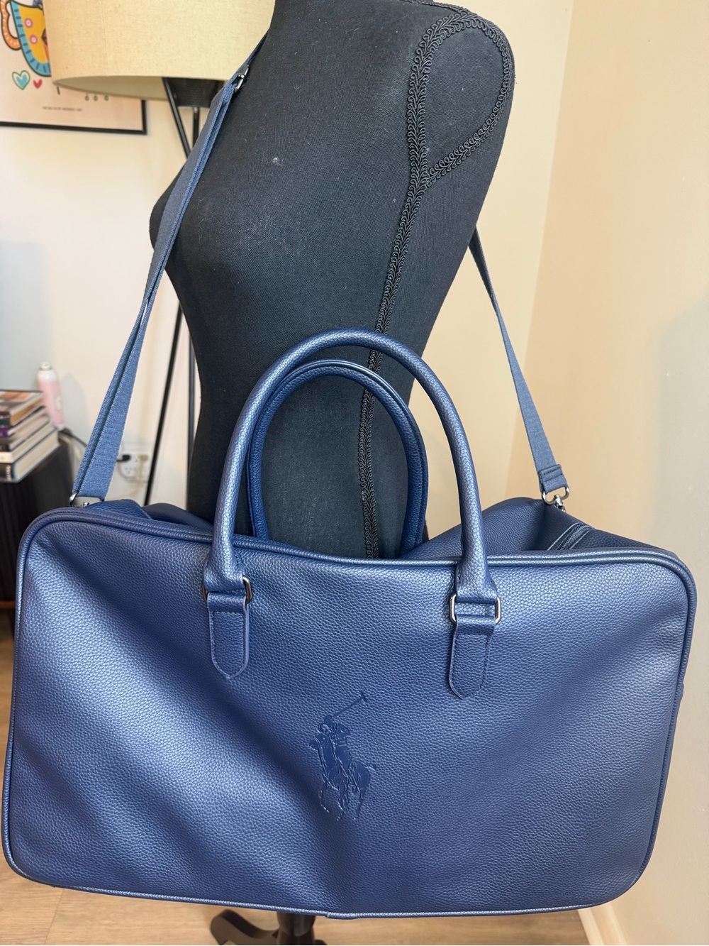 Polo by Ralph Lauren Navy Pebbled Leather Bag